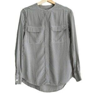 EQUIPMENT FEMME 100% Silk Button Down Blouse Geometric Print Sz XS